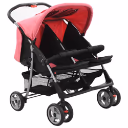 VidaXL 10155 carrozzina Passeggino gemellare 2 seduta(e) Nero, Rosa - Vista aggiuntiva 3