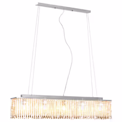 vidaXL Lampadario con Perle di Cristallo Argento 104 cm E14 - Vista aggiuntiva 2