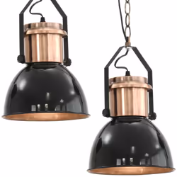 vidaXL Lampade da Soffitto 2 pz Nero Tondo E27 - Vista aggiuntiva 2