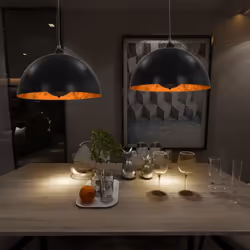 Questo set di lampadari dalla forma semi-sferica è costituito da 2 unità, che si caratterizzano per la loro esclusiva laminat ...