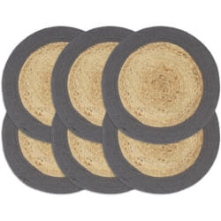 Tovagliette 6 pz Naturale e Antracite 38 cm in Juta e Cotone vidaXL 62206