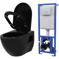 Wc a Muro con Sciacquone Nascosto in Ceramica Sanitari vari colori colore : nero