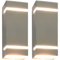 Vidaxl - Lampade da Parete da Esterno 2 pz 35 w Argento Rettangolari 66002
