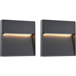 Lampade da Parete da Esterno a led 2 pz 3 w Nere Quadrate