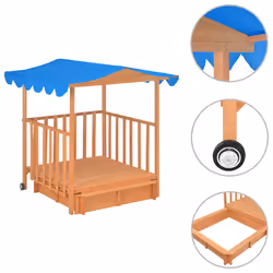Casetta dei Giochi con Sabbiera in Legno di Abete Blu UV50cod mxl 103399 - Vista aggiuntiva 2