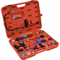 Questo set di attrezzi è facile da utilizzare ed è adoperato per testare la pressione del sistema di raffreddamento e per il  ...