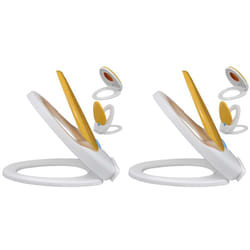 Copriwater a Chiusura Ammortizzata 2pz Plastica Bianco e Giallo Vidaxl 3142