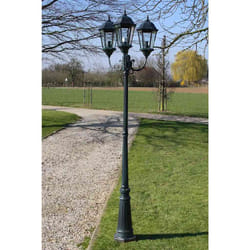 Lampione da Giardino 3 Bracci 230 cm Verde Scuro/Nero Aluminiocod mxl 121100