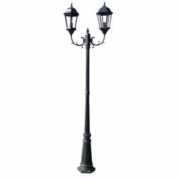 Lampione da Giardino 2 Bracci 230 cm Verde Scuro/Nero Alluminiocod mxl 97451 - Vista aggiuntiva 2