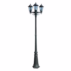 Lampione da Giardino 3 Bracci 215 cm Verde Scuro/Nero Alluminiocod mxl 106964 - Vista aggiuntiva 2