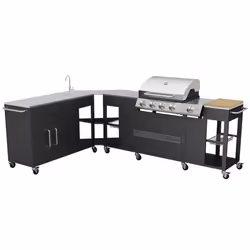 VidaXL 40428, Barbecue, Gas, Zona cottura, Nero, Acciaio inox, Rettangolare, Acciaio inox