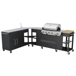 VidaXL 40428 barbecue per l'aperto e bistecchiera Zona cottura Gas Nero, Acciaio inox