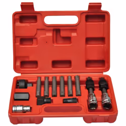 Questo specifico kit di attrezzi per alternatore ha punte speciali per l'installazione della puleggia motrice. La puleggia mo ...