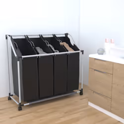 VidaXL 240367 porta biancheria Rettangolare Tessuto non tessuto (TNT) Nero - Vista aggiuntiva 4