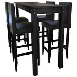 vidaXL Set Tavolino da Bar con 4 Sgabelli Neri