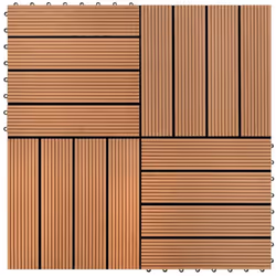 Set piastrelle in WPC ( wood plastic composite) da 11pz, 1 set=11x piastrelle (30 x 30cm)per 1,00m², ottimo per pati, balconi ...