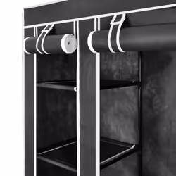 VidaXL 240495 armadio/guardaroba per camera da letto 12 ripiani 3 porta/porte Nero - Vista aggiuntiva 4