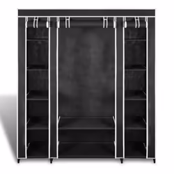 VidaXL 240495 armadio/guardaroba per camera da letto 12 ripiani 3 porta/porte Nero - Vista aggiuntiva 5
