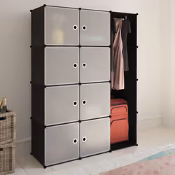VidaXL 240497 armadio/guardaroba per camera da letto 9 ripiani Nero, Bianco - Vista aggiuntiva 6