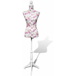 Vidaxl - Busto Sartoriale Donna Manichino Cottone Bianco con Rose 4032