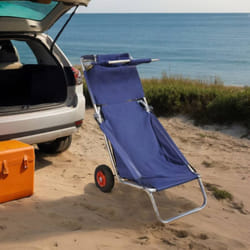 Carrello per la Spiaggia con Ruote Portatile Pieghevole Blu Vidaxl 226869