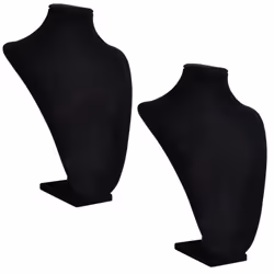 vidaXL Busti Neri Portagioielli Collane 2 pz in Flanella 23x11,5x30 cm - Vista aggiuntiva 2