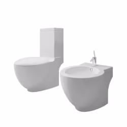 vidaXL Set WC e Bidet con Piede in Ceramica Bianca - Vista aggiuntiva 2