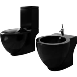 Set composto da wc e Bidet design rotondo elegante vari colori disponibili colore: Nero
