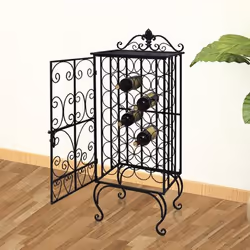 VidaXL 240937 scaffale per vino Cantinetta per vino 28 bottiglia/bottiglie Caldaie Nero