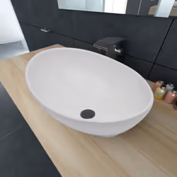 Questo lavandino ovale in ceramica premium darà un tocco di stile al vostro bagno, lavanderia e sala cosmetica. La finitura l ...