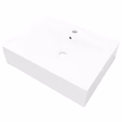 vidaXL Lavello Bianco in Ceramica di Lusso con Foro Rubinetto 60x46 cm - Vista aggiuntiva 2