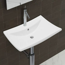 Lavabo da bagno in Ceramica Rettangolare con Foro di Trabocco e Foro Rubinetto colore : bianco