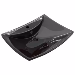 vidaXL Lavabo Nero Ceramica Lusso Rettangolare Foro Trabocco Foro Rubinetto - Vista aggiuntiva 2