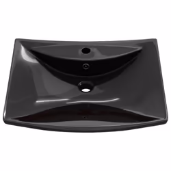 vidaXL Lavabo Nero Ceramica Lusso Rettangolare Foro Trabocco Foro Rubinetto - Vista aggiuntiva 3
