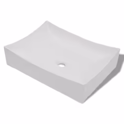 vidaXL Lavandino in Ceramica Porcellana Bianco Lucido - Vista aggiuntiva 2