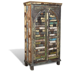 Libreria Multicolore in Legno Riciclato con 3 Scaffali e 2 Ante Vidaxl