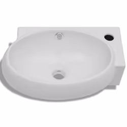 vidaXL Lavello Ceramica con Foro Rubinetto e Troppo Pieno Bianco - Vista aggiuntiva 3