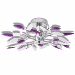 vidaXL Lampada Soffitto Foglie Bianco e Viola Cristallo Acrilico 3xE14 - Vista aggiuntiva 2