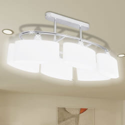 Lampada da Soffitto Paralume Ellissoidale Vetro 6 Lampadine E14 Vidaxl 85373
