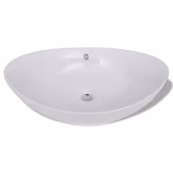 vidaXL Lavello Ovale in Ceramica di Lusso con Troppopieno 59 x 38,5 cm - Vista aggiuntiva 3