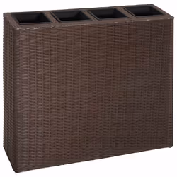 vidaXL Letto Rialzato da Giardino con 4 Vasi in Polyrattan Marrone - Vista aggiuntiva 2
