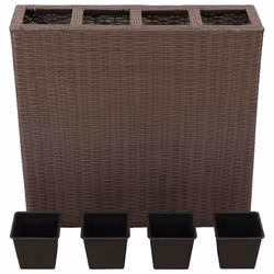 vidaXL Letto Rialzato da Giardino con 4 Vasi in Polyrattan Marrone - Vista aggiuntiva 3
