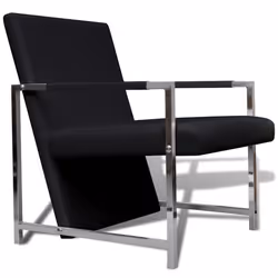 vidaXL Poltrona con Gambe Cromate Nera in Similpelle - Vista aggiuntiva 2