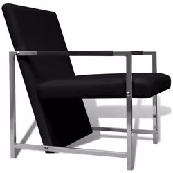 vidaXL Poltrona con Gambe Cromate Nera in Similpelle - Vista aggiuntiva 3