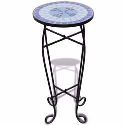 vidaXL Tavolino Piante Modello Mosaico Blu e Bianco - Vista aggiuntiva 2