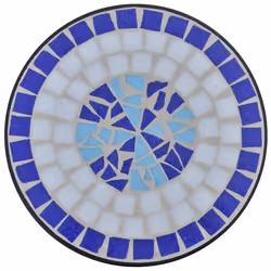 vidaXL Tavolino Piante Modello Mosaico Blu e Bianco - Vista aggiuntiva 3