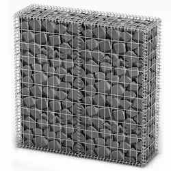vidaXL Cesto Gabbione con Coperchio in Filo Zincato 100 x 100 x 30 cm - Vista aggiuntiva 2