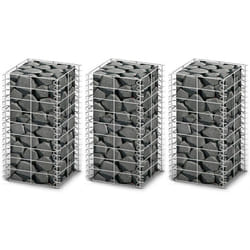 Set Gabbione 3 pz in Filo Zincato Argento Saldata a punti varie dimensioni dimensioni : 25x25x50 cm