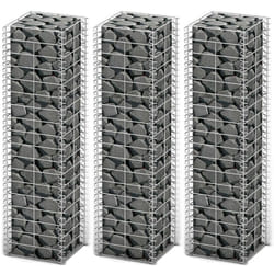 Set Gabbione 3 pz in Filo Zincato Argento Saldata a punti varie dimensioni dimensioni : 25x25x100 cm