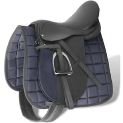Set Sella Equitazione 17,5' in pelle naturale Nera 12 cm 5-in-1 Vidaxl 89570
